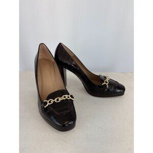 L K Bennett Attley Bordeaux Croc Effect Leather Heels, Women's EU Sz 42